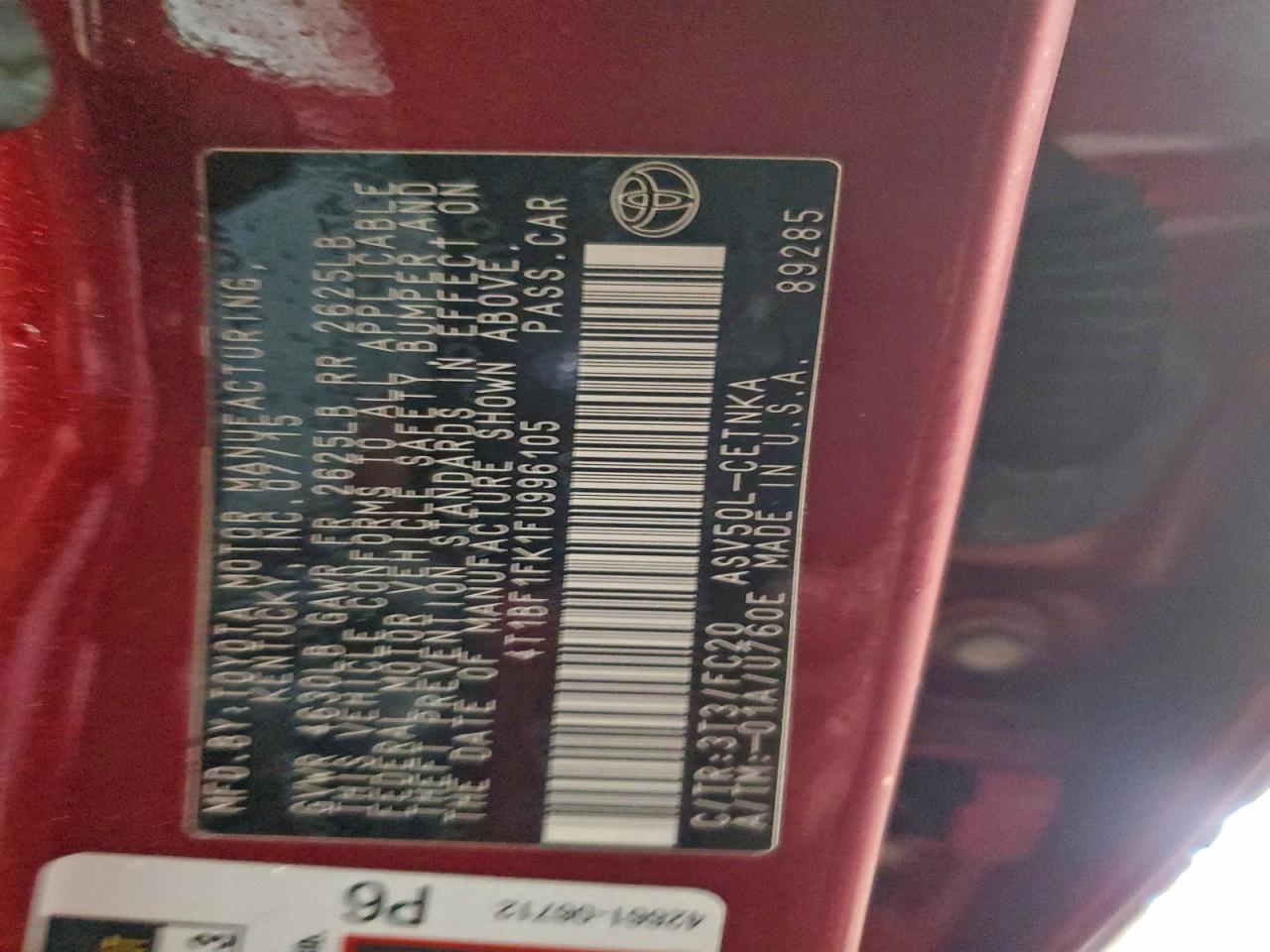 Toyota Camry Le Image 10